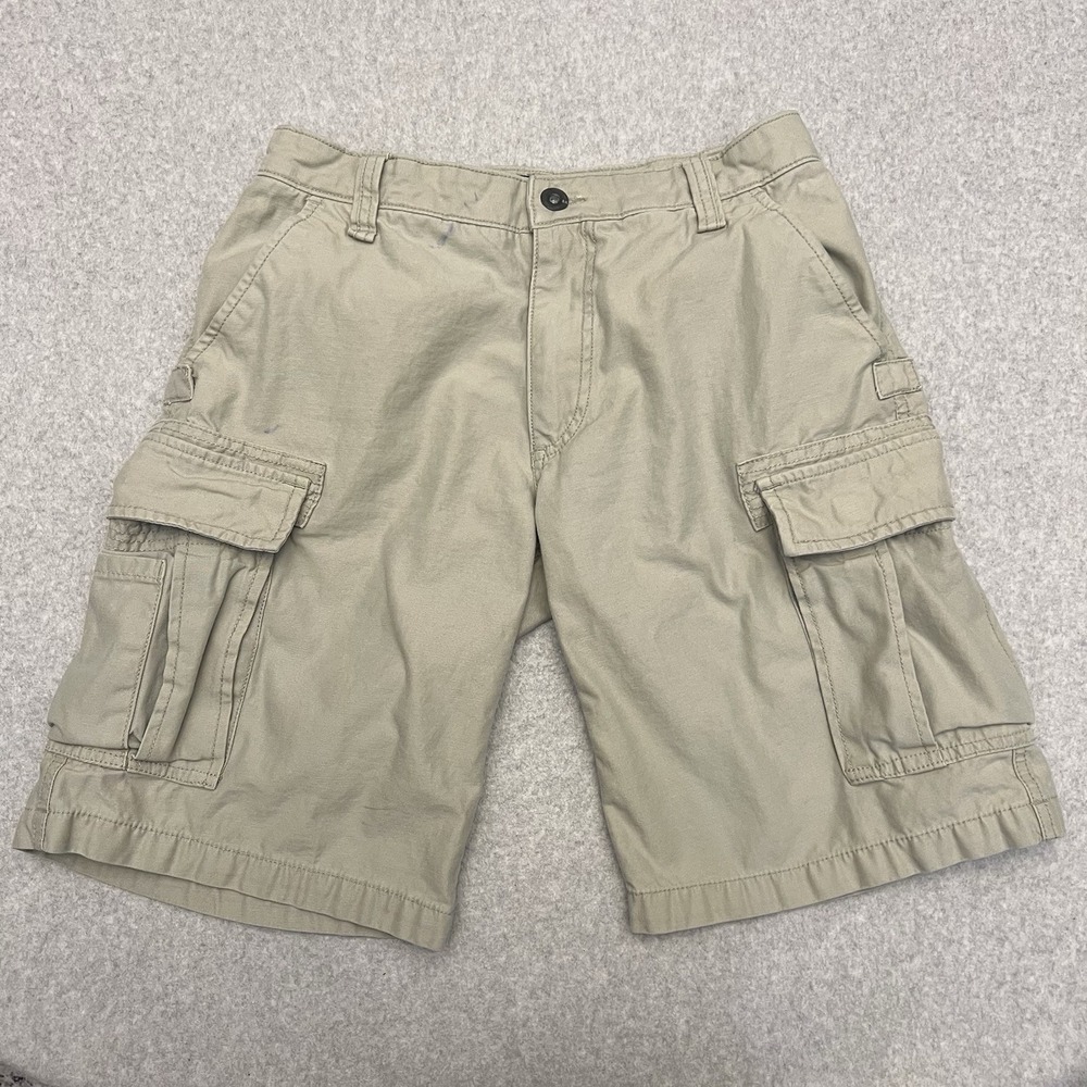 Vtg Old Navy Shorts Men's 28 Beige Canvas Cargo Military Surplus Doughnut Button